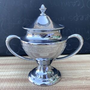 Art Deco Footed Silver Plated Sugar Bowl with Lid